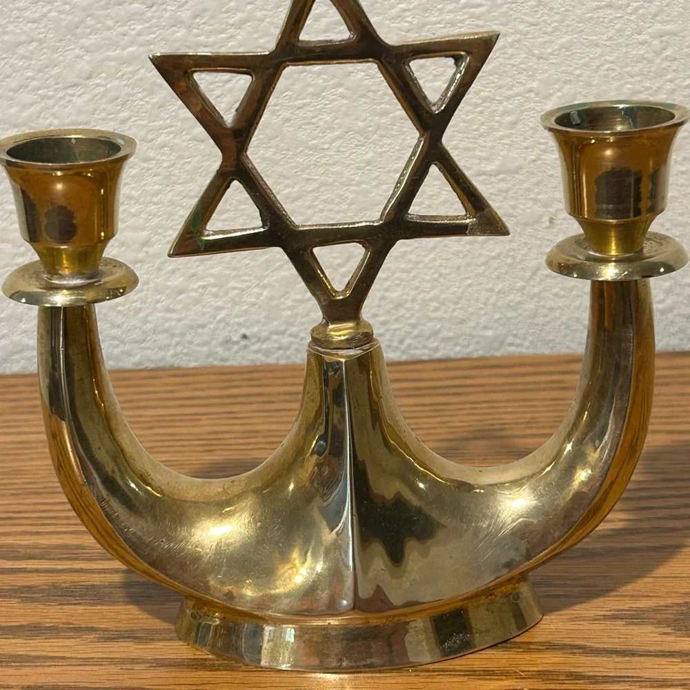 Brass Star of David Candle Holder